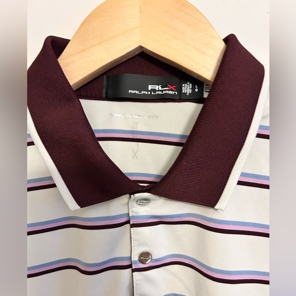 RLX Ralph Lauren Sleeveless Golf Polo Top Size Large Striped EUC - Picture 4 of 4